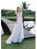 Ivory Lace Tulle V Open Back Wedding Dress Ivory Lace Tulle V Open Back Wedding Dress